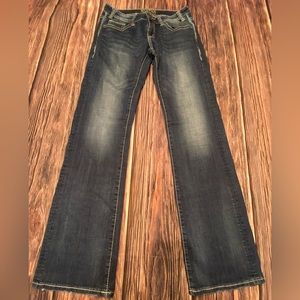 Rock & Roll Riding Cowgirl Jeans 29x36 Long. Hems have some production fraying.